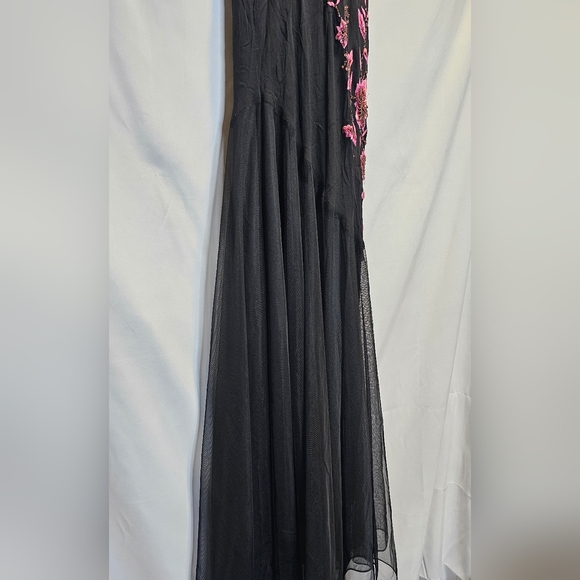 Xscape Y2k formal floral beading cascading black maxi dress - Picture 7 of 16